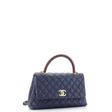 Coco Top Handle Bag Quilted Caviar with Lizard Embossed Handle Small