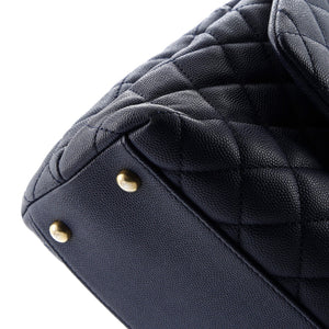 Coco Top Handle Bag Quilted Caviar with Lizard Embossed Handle Small