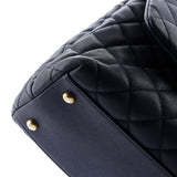 Coco Top Handle Bag Quilted Caviar with Lizard Embossed Handle Small