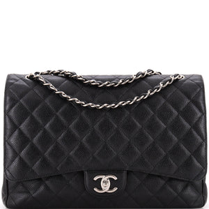 Classic Double Flap Bag Quilted Caviar Maxi