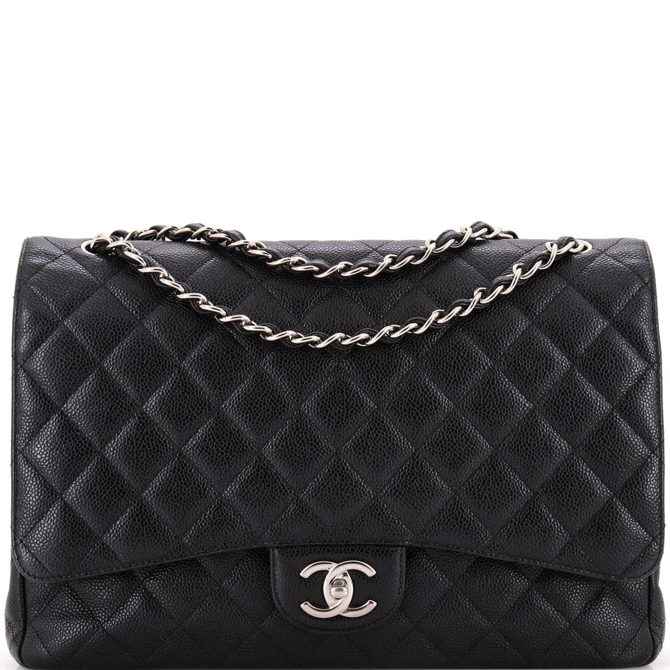 Classic Double Flap Bag Quilted Caviar Maxi