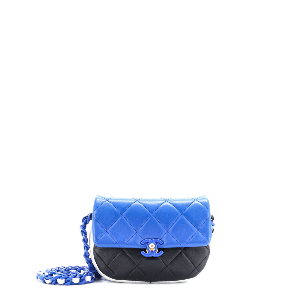 Lacquered Metal CC Flap Bag Quilted Lambskin Small