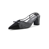 Women's CC Cap Toe Bow Slingback Pumps Tweed and Satin