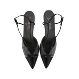 Women's CC Cap Toe Bow Slingback Pumps Tweed and Satin