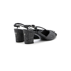 Women's CC Cap Toe Bow Slingback Pumps Tweed and Satin