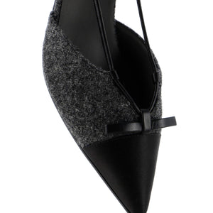 Women's CC Cap Toe Bow Slingback Pumps Tweed and Satin