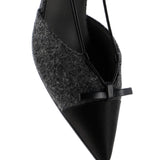 Women's CC Cap Toe Bow Slingback Pumps Tweed and Satin