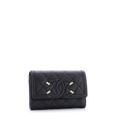 Filigree Flap Wallet Quilted Caviar Medium