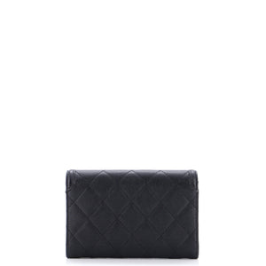 Filigree Flap Wallet Quilted Caviar Medium
