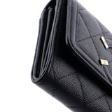 Filigree Flap Wallet Quilted Caviar Medium