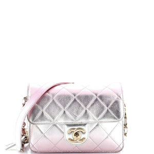 Like a Wallet Flap Bag Quilted Gradient Metallic Lambskin Mini