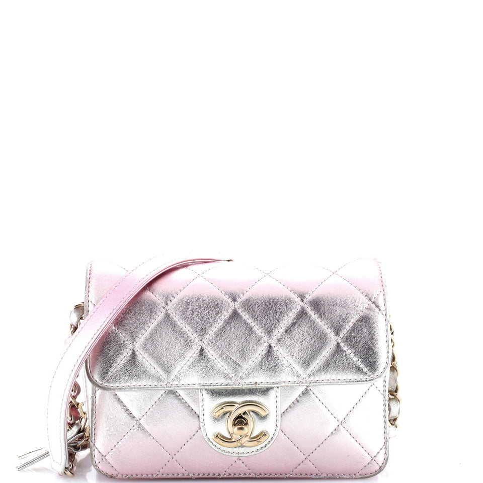 Like a Wallet Flap Bag Quilted Gradient Metallic Lambskin Mini