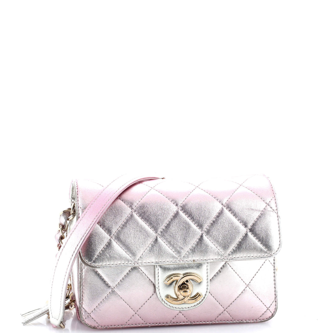 Like a Wallet Flap Bag Quilted Gradient Metallic Lambskin Mini