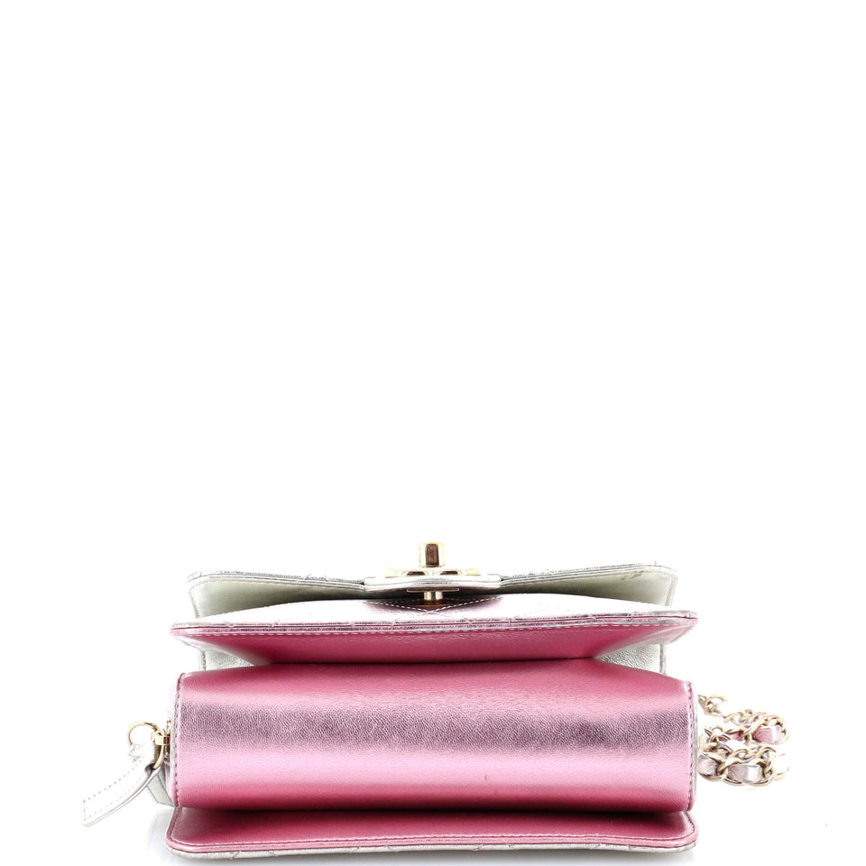 Like a Wallet Flap Bag Quilted Gradient Metallic Lambskin Mini