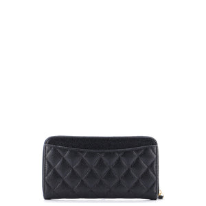 Zip Around Wallet Quilted Caviar Long