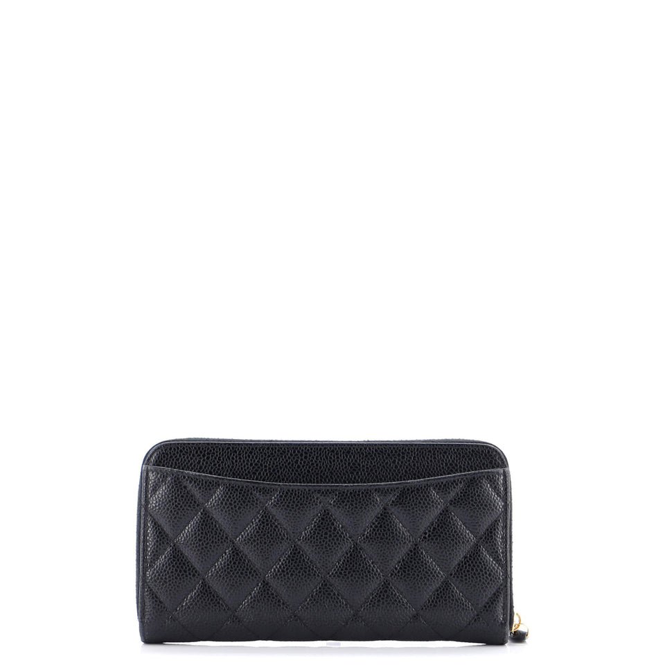 Zip Around Wallet Quilted Caviar Long