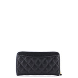 Zip Around Wallet Quilted Caviar Long