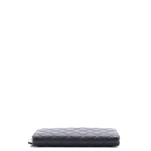 Zip Around Wallet Quilted Caviar Long