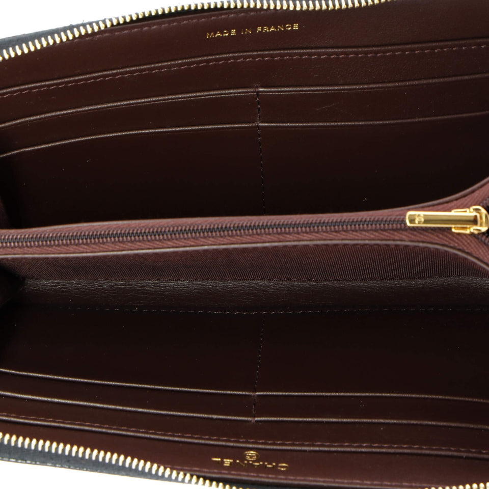 Zip Around Wallet Quilted Caviar Long