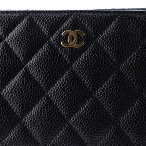 Zip Around Wallet Quilted Caviar Long