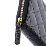 Zip Around Wallet Quilted Caviar Long