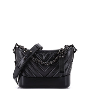 So Black Gabrielle Hobo Chevron Aged Calfskin Small