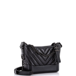 So Black Gabrielle Hobo Chevron Aged Calfskin Small