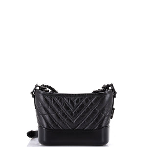 So Black Gabrielle Hobo Chevron Aged Calfskin Small