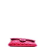 Metal Handle Clutch Quilted Metallic Patent Medium