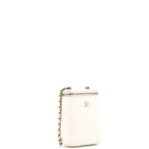 Vertical Classic Vanity Case with Chain Quilted Caviar Small