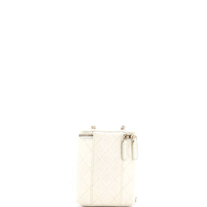Vertical Classic Vanity Case with Chain Quilted Caviar Small