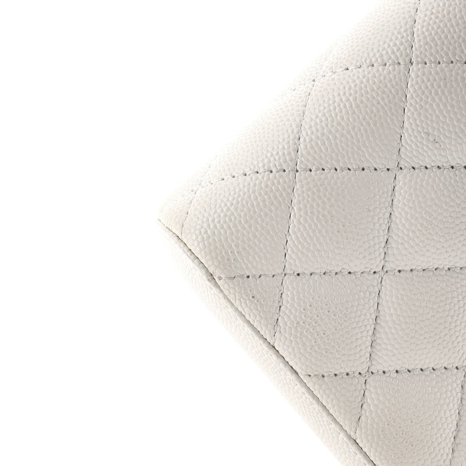Vertical Classic Vanity Case with Chain Quilted Caviar Small