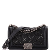 Boy Flap Bag Studded Quilted Distressed Calfskin Old Medium