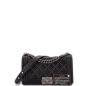 Boy Flap Bag Studded Quilted Distressed Calfskin Old Medium