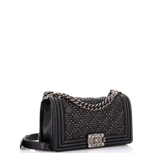 Boy Flap Bag Studded Quilted Distressed Calfskin Old Medium