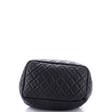 CC Chain Drawstring Bucket Bag Quilted Lambskin Small