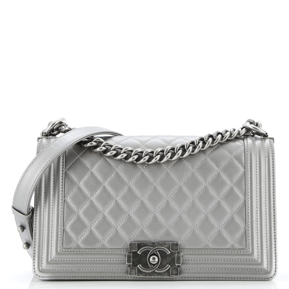 Boy Flap Bag Quilted Caviar Old Medium