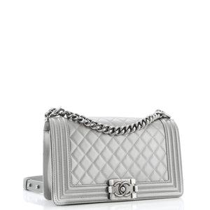 Boy Flap Bag Quilted Caviar Old Medium