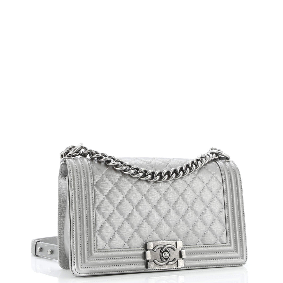Boy Flap Bag Quilted Caviar Old Medium