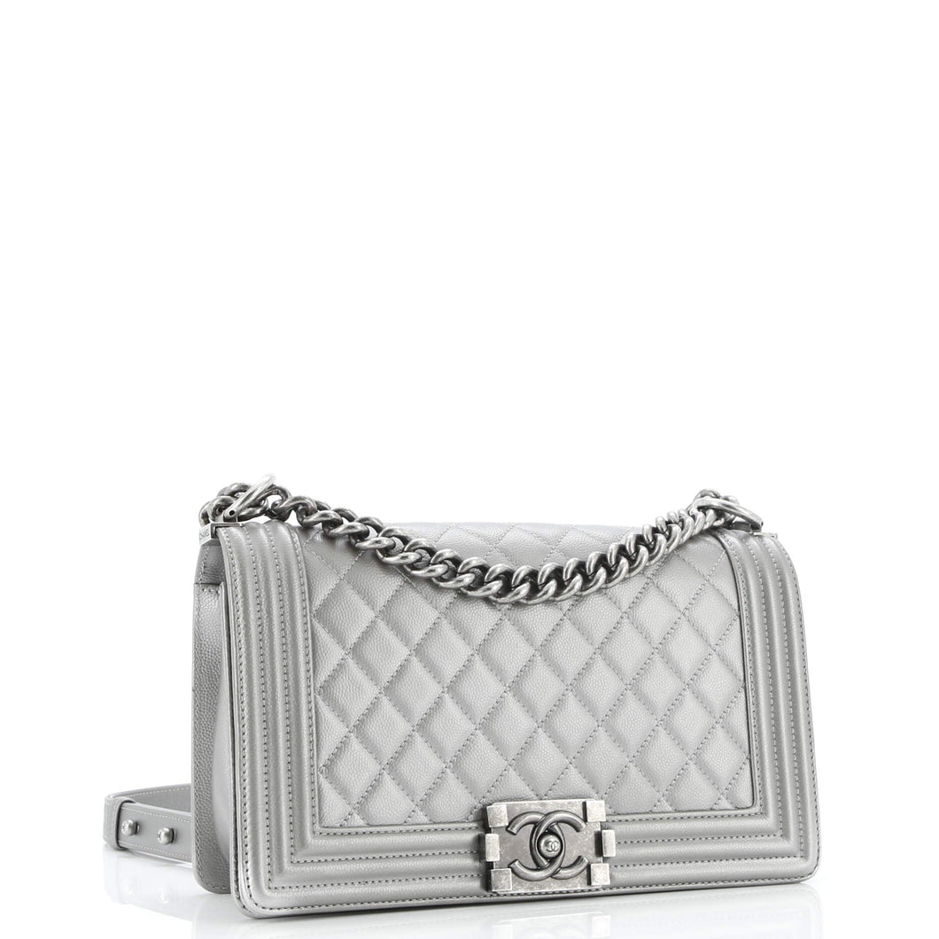 Boy Flap Bag Quilted Caviar Old Medium