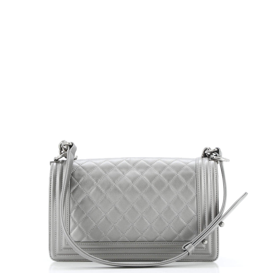 Boy Flap Bag Quilted Caviar Old Medium