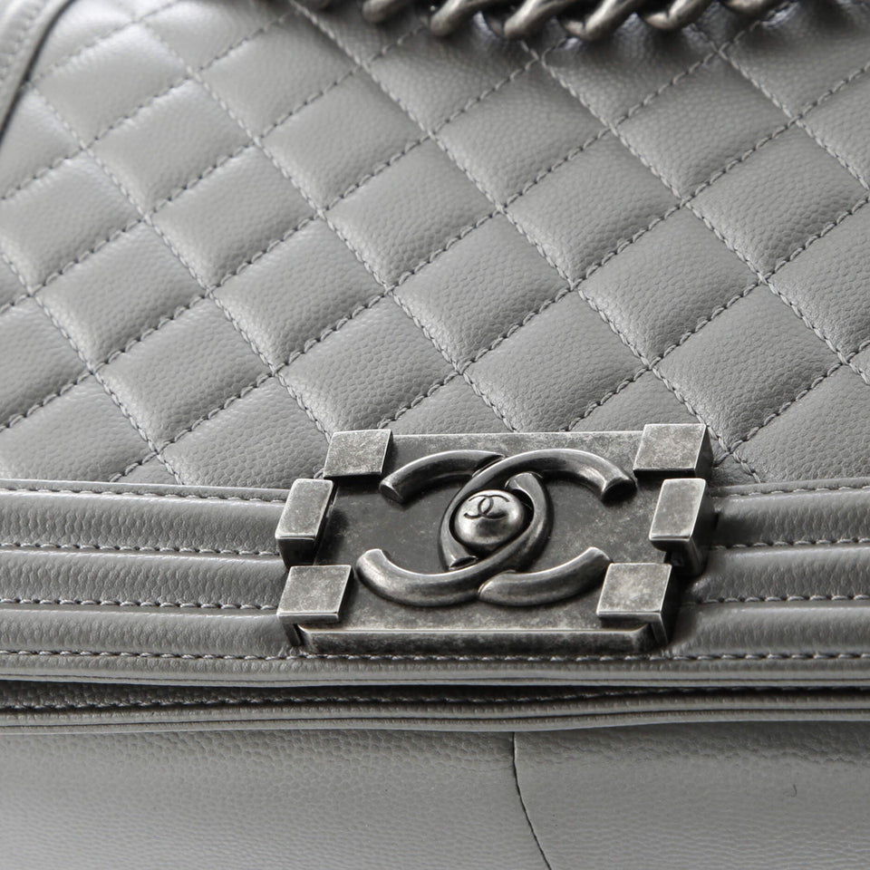 Boy Flap Bag Quilted Caviar Old Medium