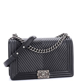 Boy Flap Bag Chevron Calfskin New Medium