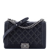 Boy Flap Bag Studded Quilted Distressed Calfskin Old Medium
