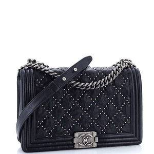 Boy Flap Bag Studded Quilted Distressed Calfskin Old Medium