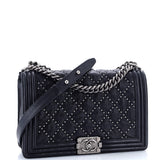 Boy Flap Bag Studded Quilted Distressed Calfskin Old Medium