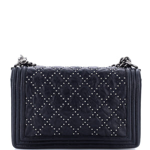 Boy Flap Bag Studded Quilted Distressed Calfskin Old Medium
