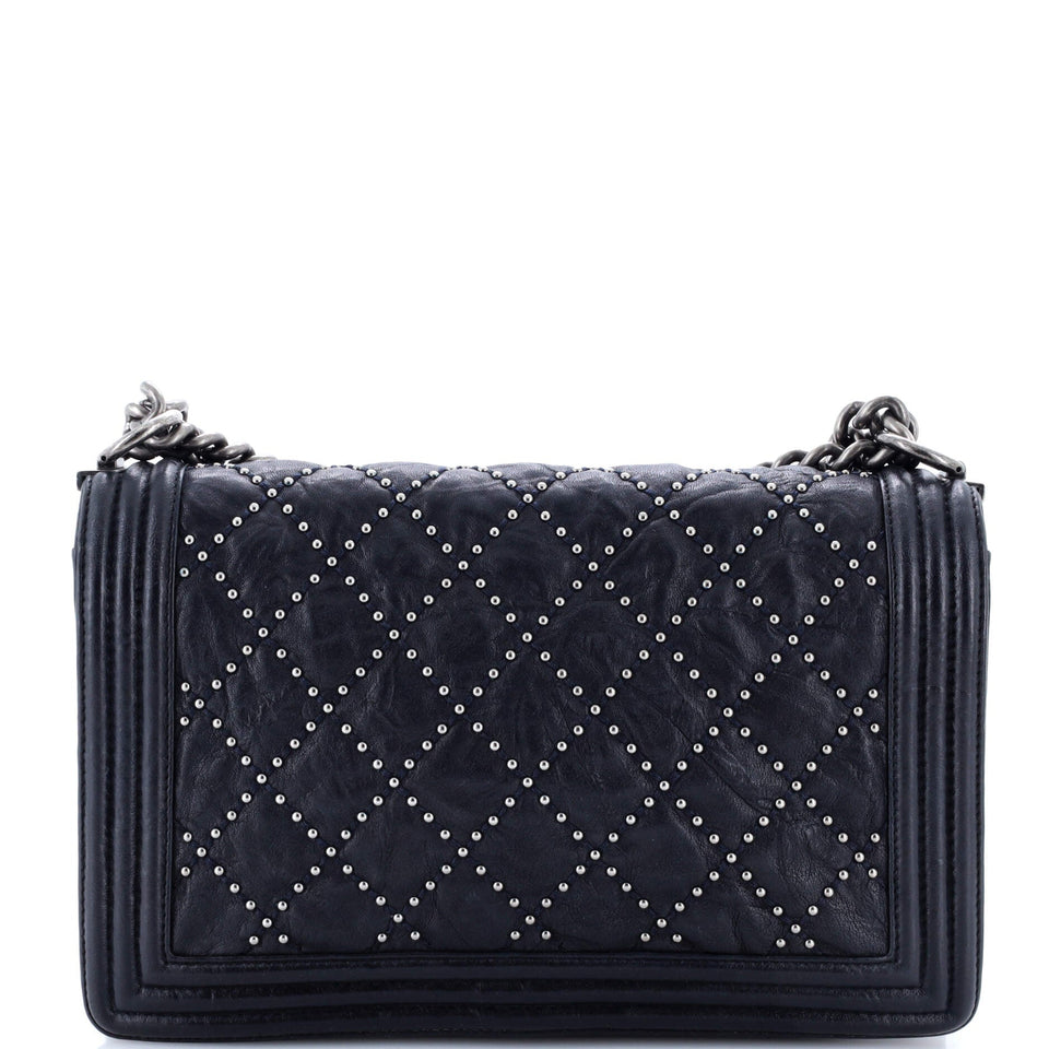 Boy Flap Bag Studded Quilted Distressed Calfskin Old Medium