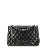 Classic Double Flap Bag Quilted Striated Metallic Patent Jumbo