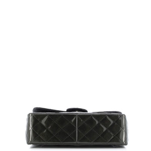 Classic Double Flap Bag Quilted Striated Metallic Patent Jumbo